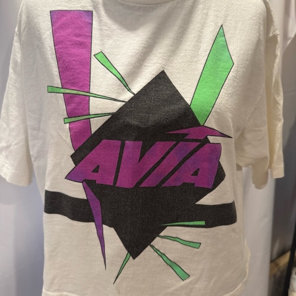 Vtg 80s Avia Faded Crop Shirt M USA Gym Beach Surf Grunge Vaporwave Skate OP 90s - Picture 2 of 7